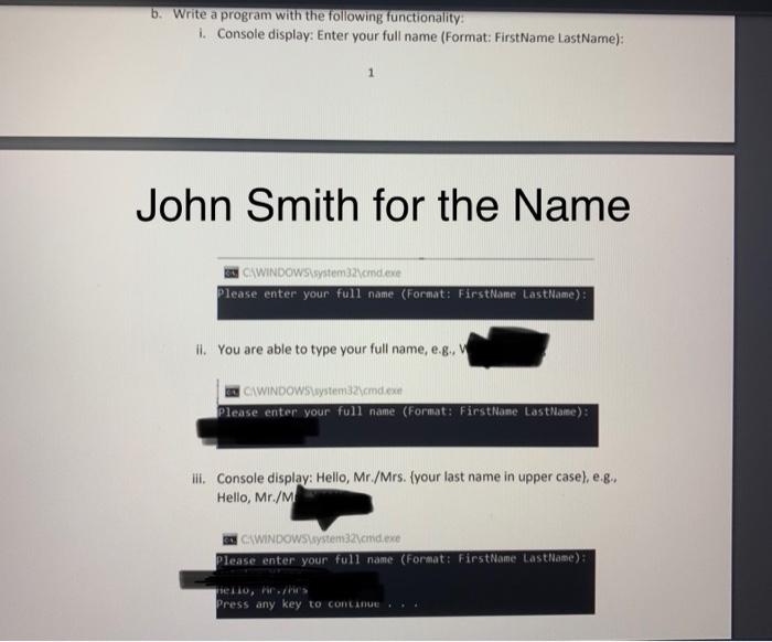  sorry, this is for C# b. Write a program with the