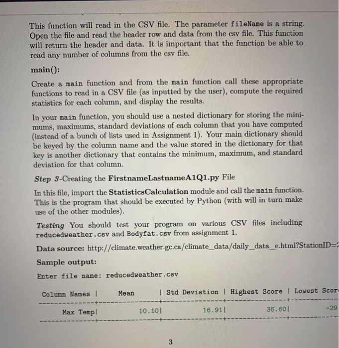 with the given name StatisticsCalculation.py. The statistics calculation module contains following functions.