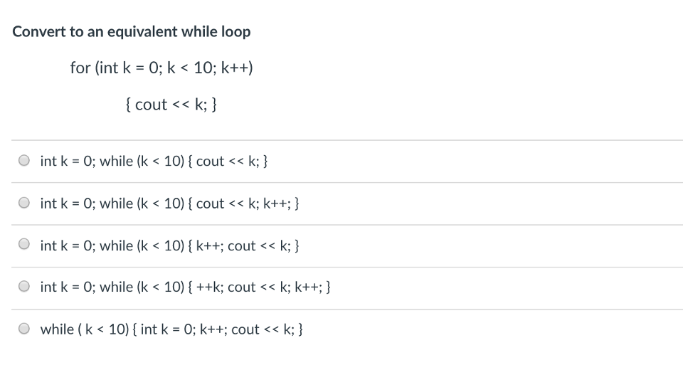 to while loop Convert the following "switch" statement to an equivalent "if/else":
