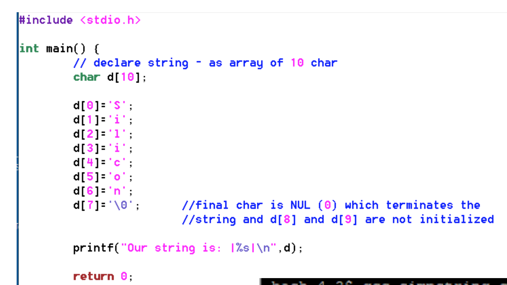 I have a quick question regarding the printf, what does |%s| stands