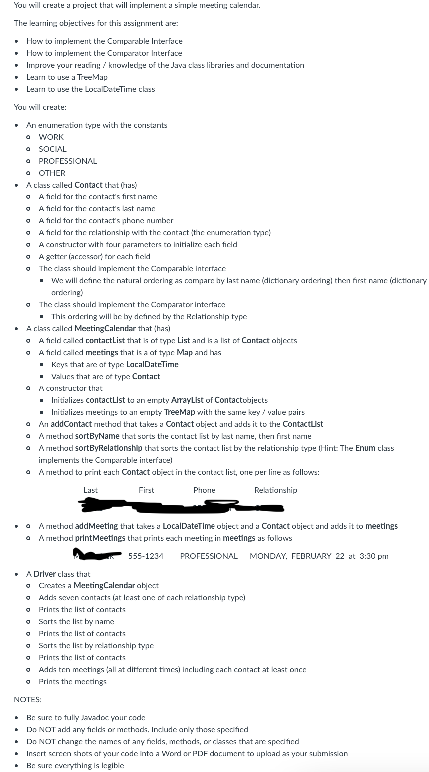 Please code in bluej You will create a project that will implement