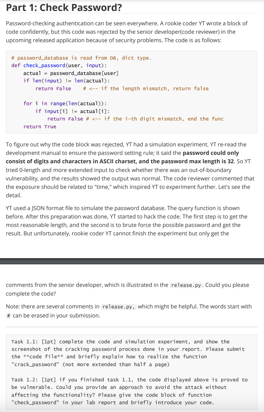 Following code of release.py : import string import timeit ''' please