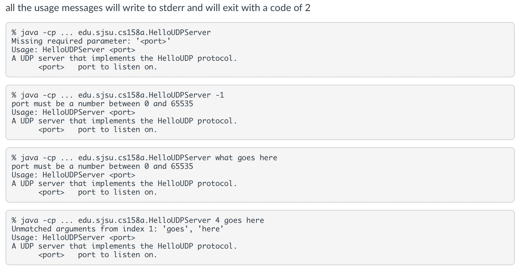 is the flow: USAGE messages Running output client sends the following to