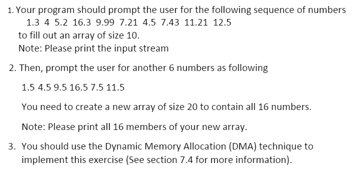 In C++ Write a function int* read_data(int& size) that reads data from