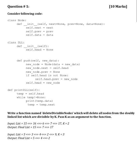 data=None): self.next - next selt.prev - prev self.data - data class DLL: