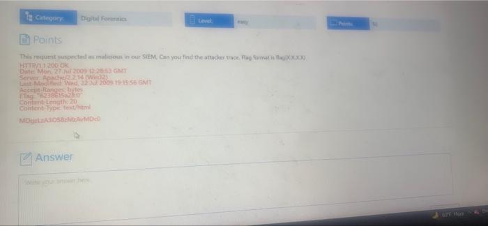 cybersecurity Category Digital Forces Level Points This request spectades malicious in our