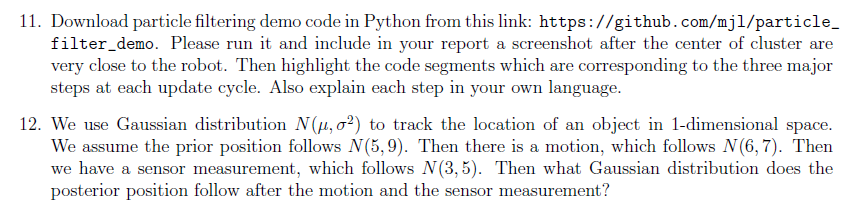 11. Download particle filtering demo code in Python from this link: