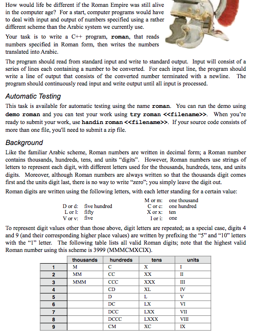  A) Begin by writing a program that converts a single Roman