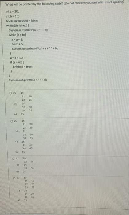  What will be printed by the following code? (Do not concern