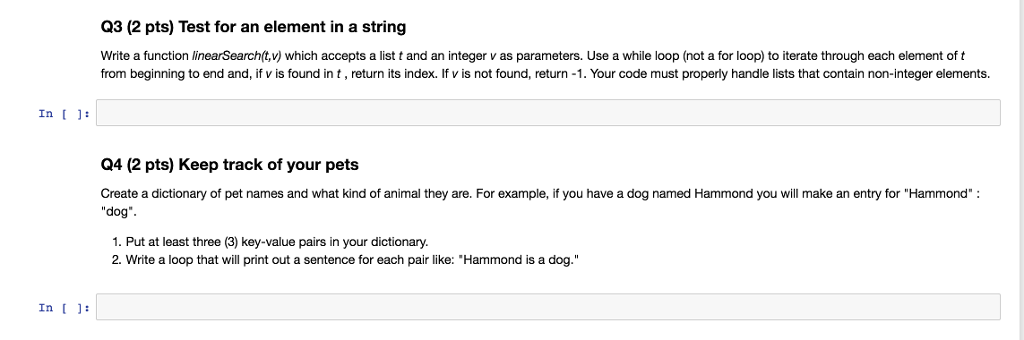 %%%% Python Jupitar Notebook %%%% Q3 (2 pts) Test for an element