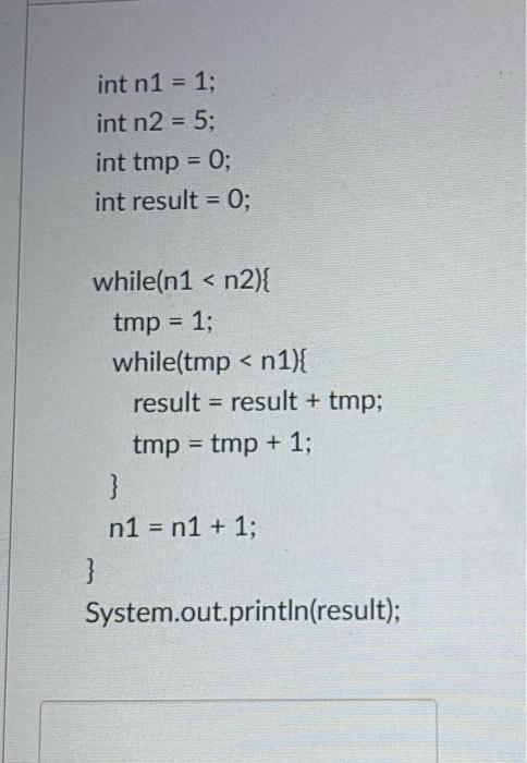  int n1 = 1; int n2 = 5; int tmp =