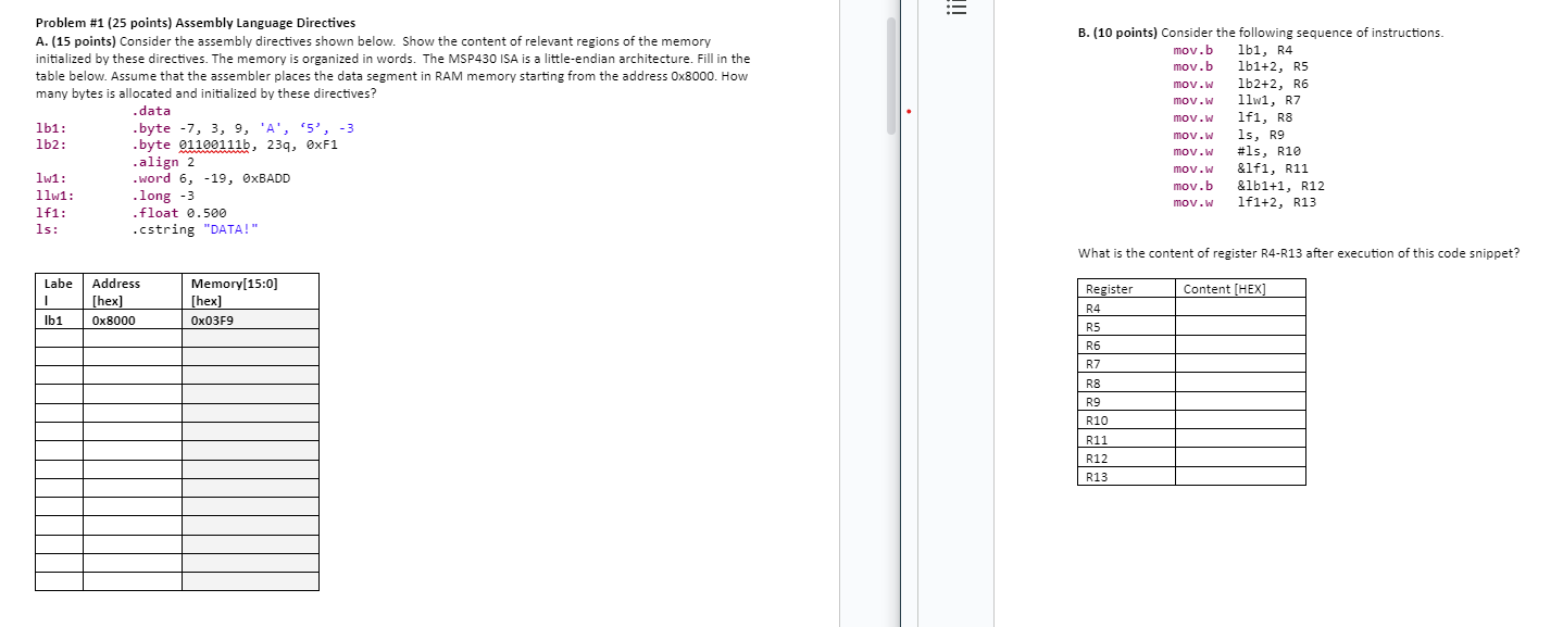  B.(10 points) Consider the following sequence of instructions. What is the