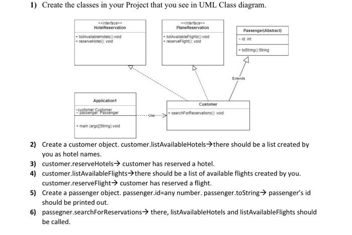 i need a code in java language 1) Create the classes in