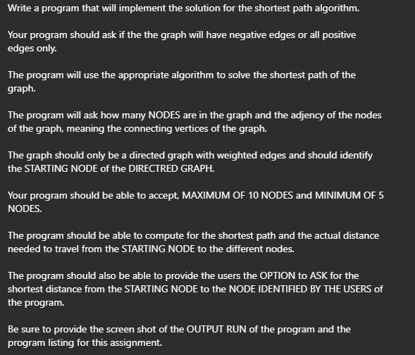  C++ is the Language of the Program. Write a program that