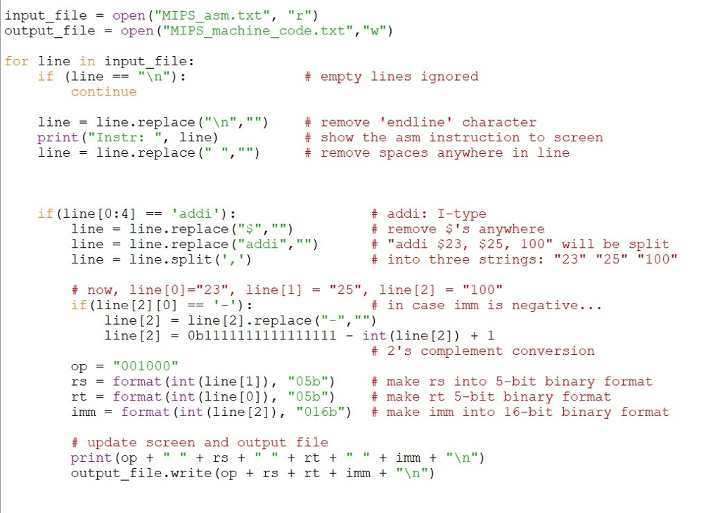 Write a similiar code using "elif" that will work for sw(store word)
