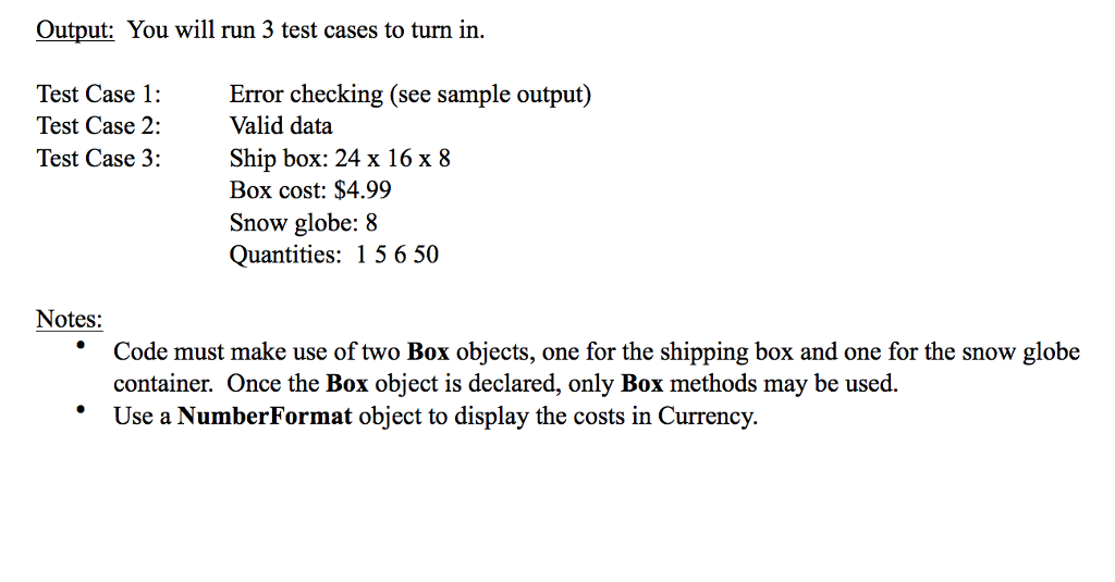 width, and height, accessor and modifier methods and methods for area and