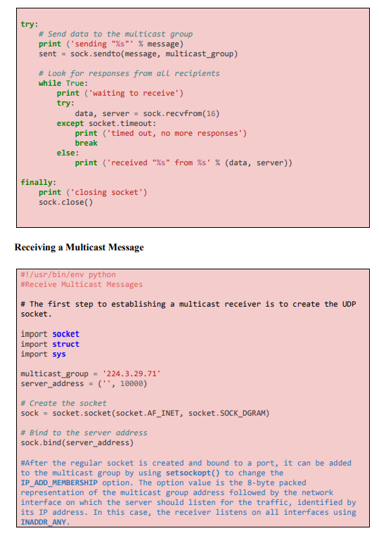 is important in message transmission? Exercise-3.4: Sending and Receiving a Multicast Message