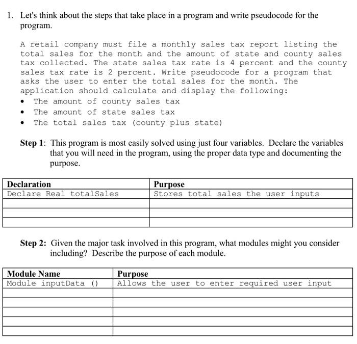  help please 1. Let's think about the steps that take place