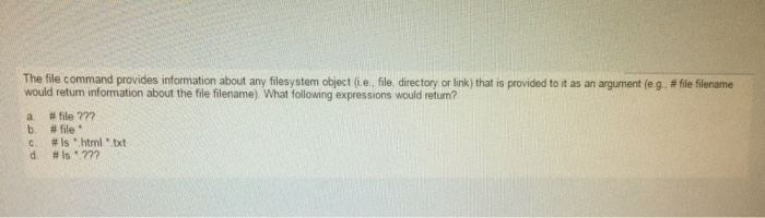 file, directory or link) that is provided to it as an argument