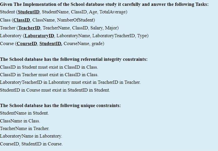 the following specifications: Cascade updates and deletions from Class to Student Cascade