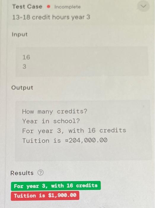 fee $1960 If over 18 hours, $1900 plus $100 per credit hour