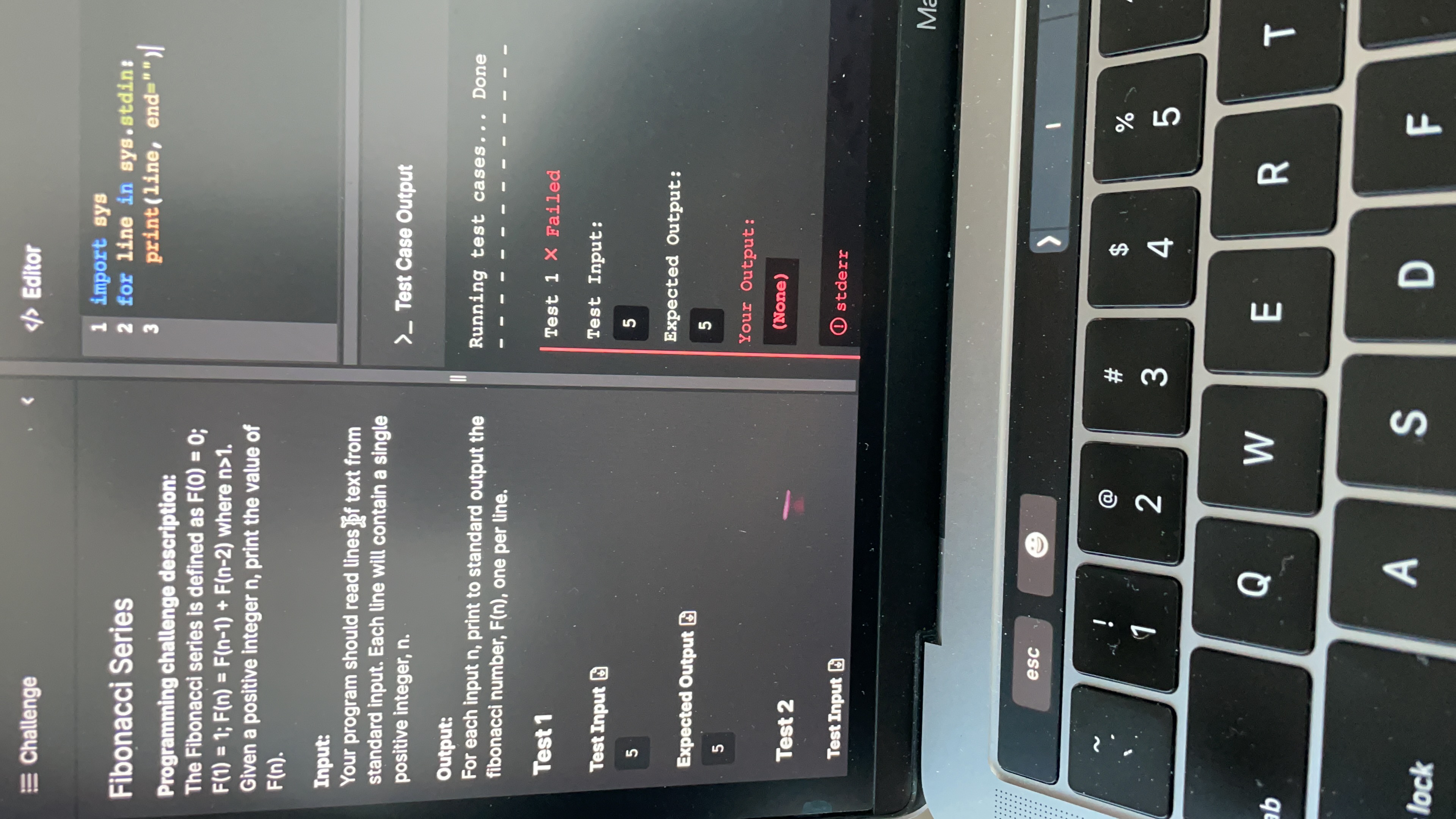 Need code in python language E Challenge > Editor 1 import sys