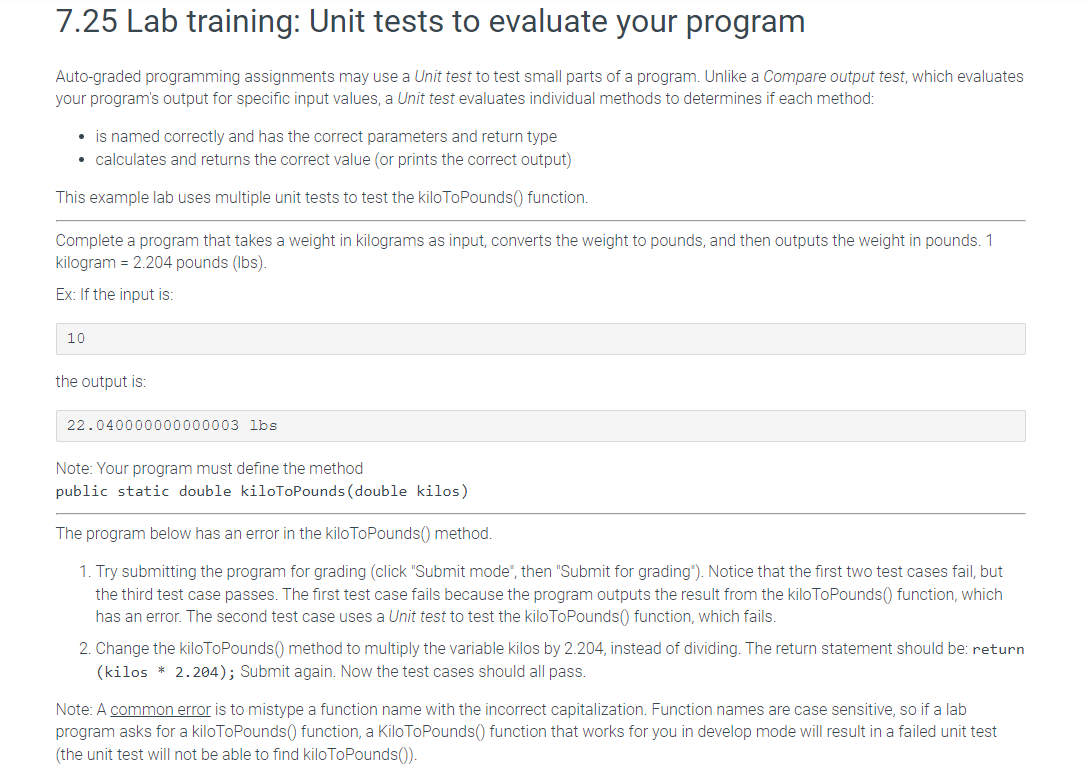 IN JAVA ONLY!!!! THANK YOU!!!! Auto-graded programming assignments may use a Unit