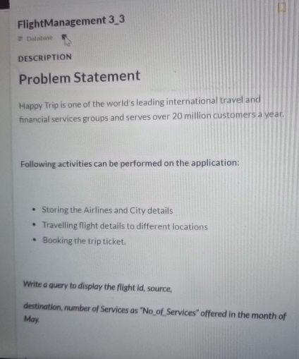  FlightManagement 3_3 DESCRIPTION Problem Statement Happy Trip is one of the