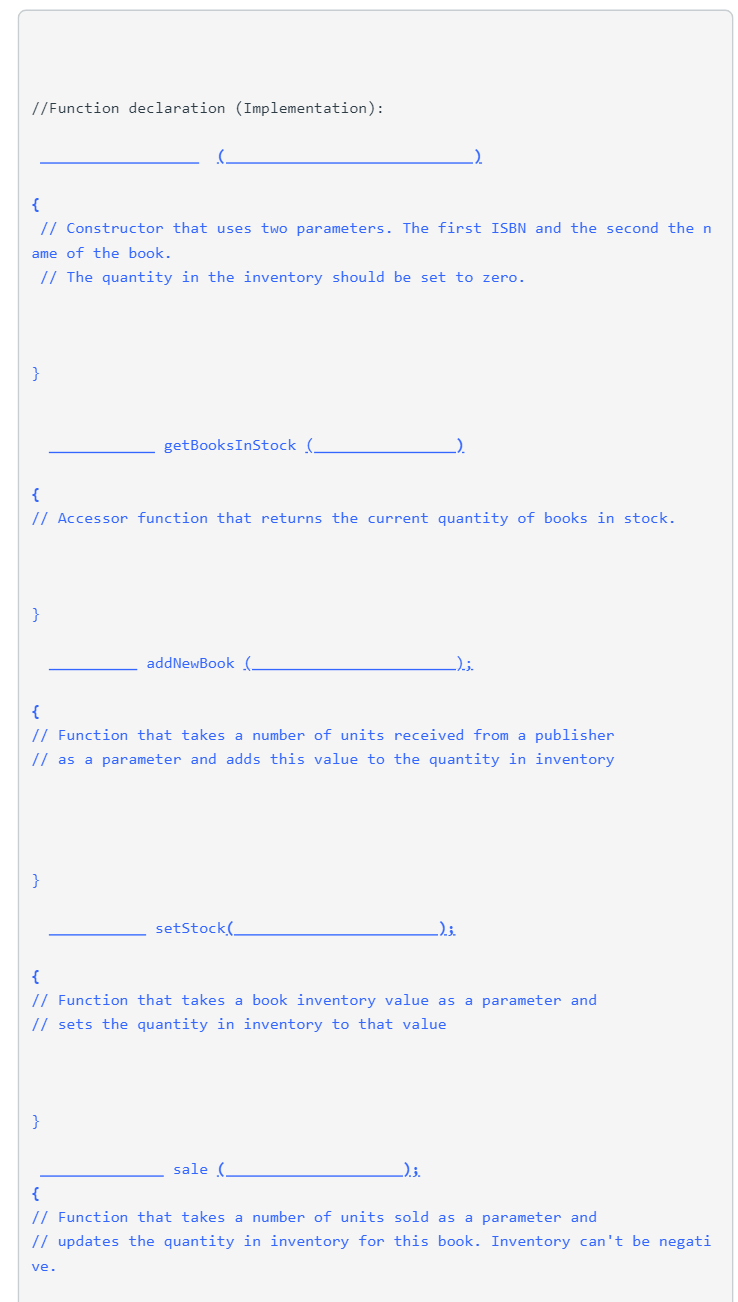 complete class definition for a class that describes a simplified inventory record