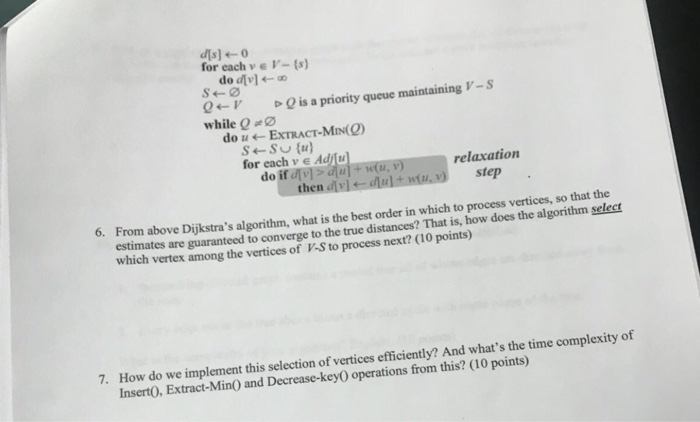  for each ve V-(s) Q ? V while Q Q is