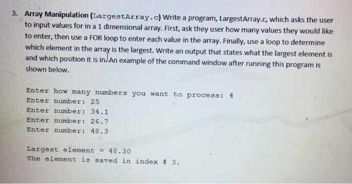  How do i write this program in c. 3. Array Manipulation