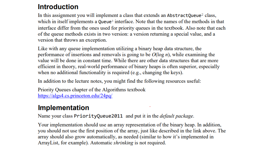  Introduction In this assignment you will implement a class that extends