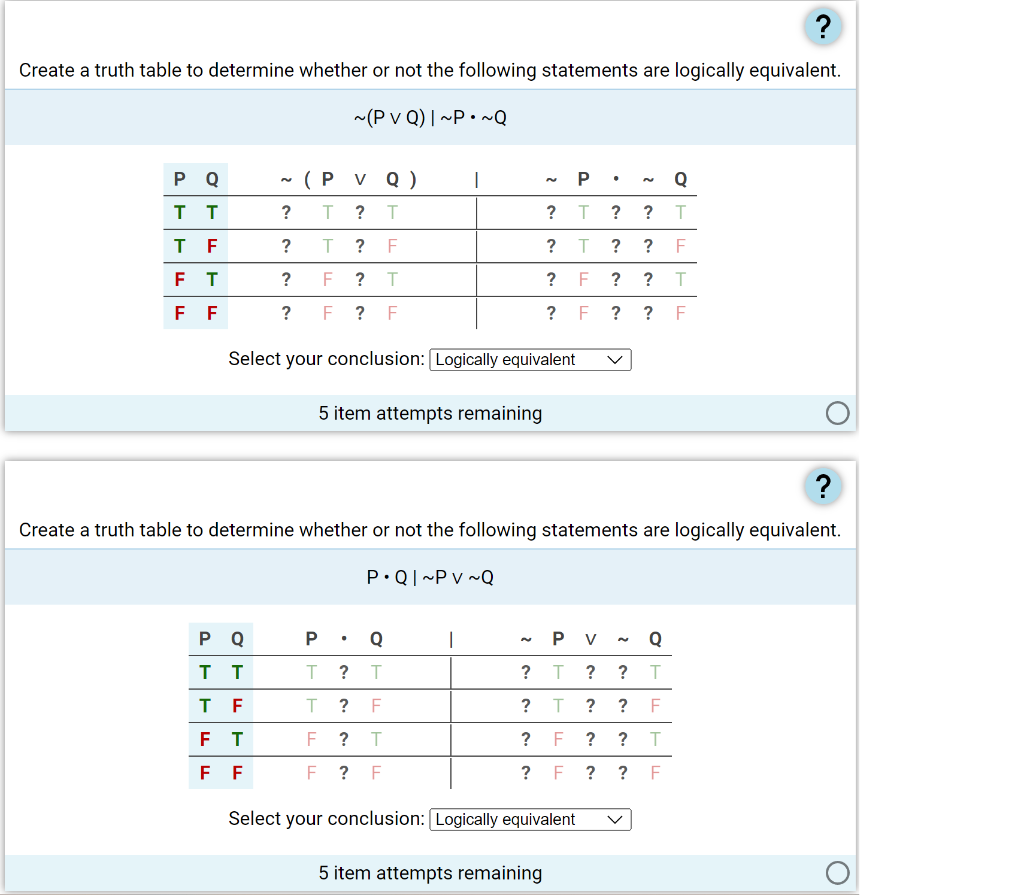 Create a truth table to determine whether or not the following