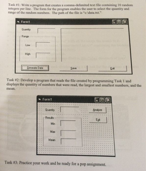  Use Windows Form Applications (Visual Studio - Windows Basic) Task #