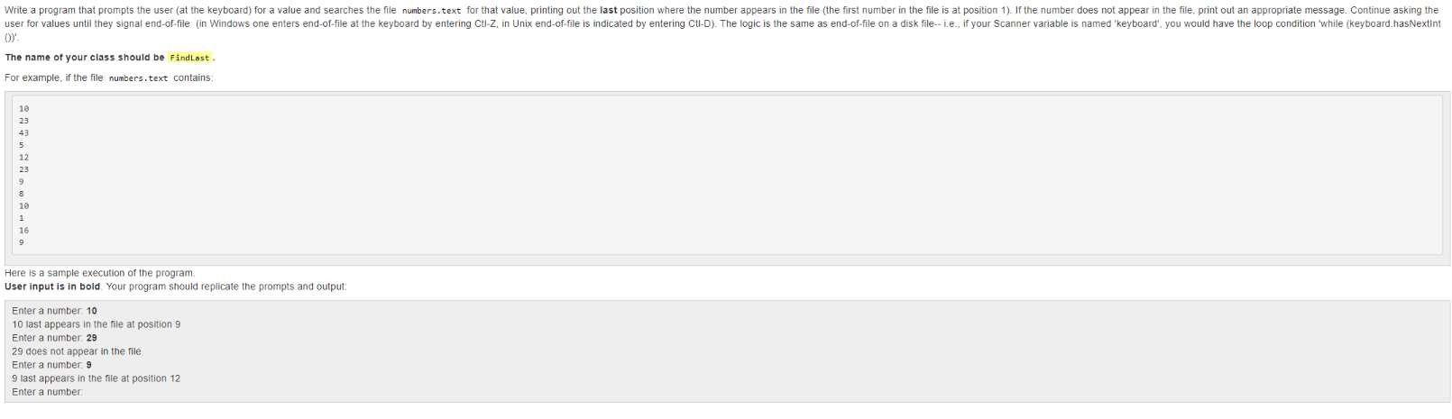 (Please answer this in java and within 4 hours please. Thank you.)