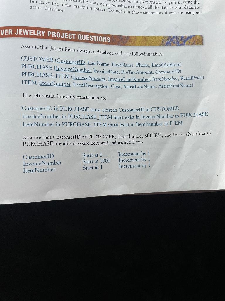 Using the James River database, write SQL scripts to answer the following