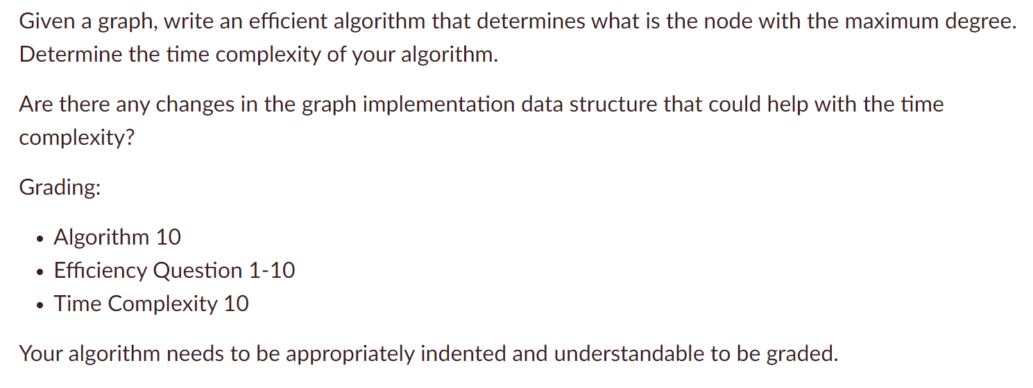 Write an algorithm == write a pseudocode Given a graph, write