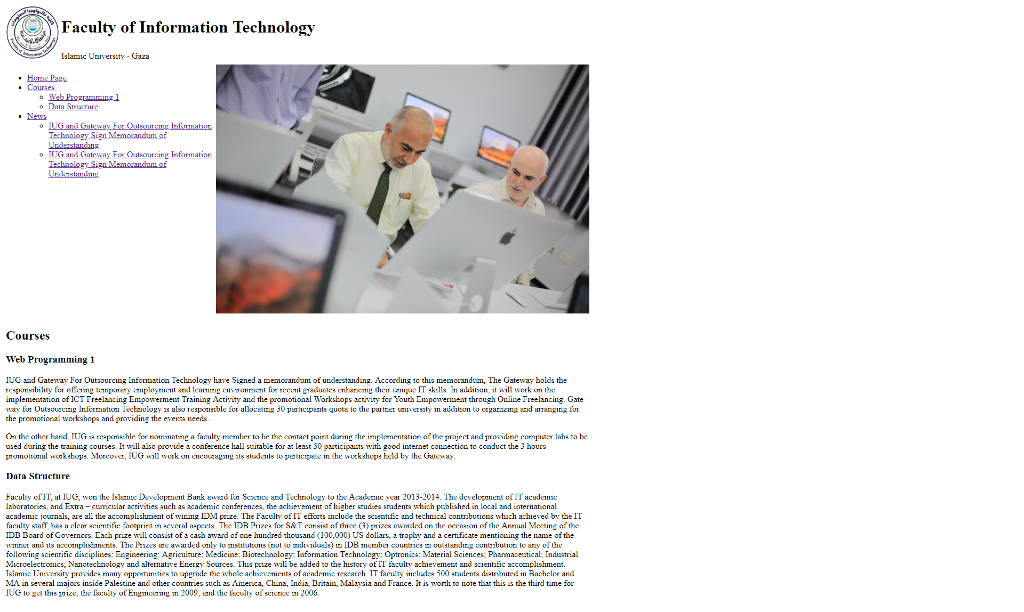 In this assignment, you should create Two HTML pages: 1.index.html 2.courses.html The