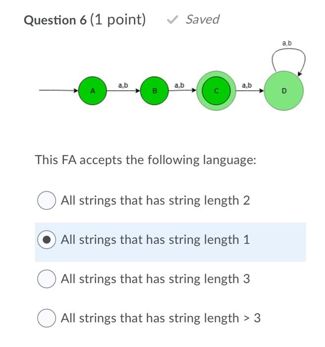 length >= 1 All strings that has string length >= 2 All