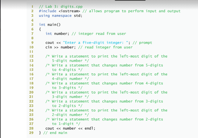 digit integer and print each digit separated from one another. Please help