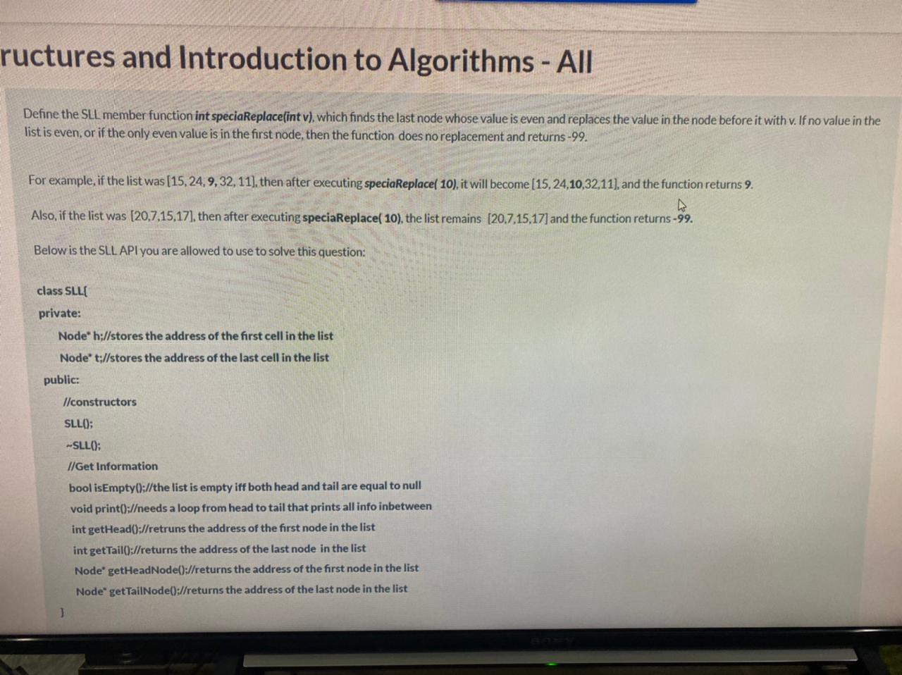 ructures and Introduction to Algorithms - All Define the SLL member