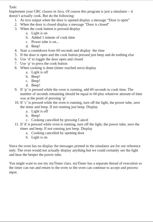 Need to make a microwave oven program using classes like beeper button