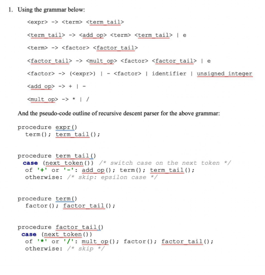  1. Using the grammar below: -> -> | e -> ->