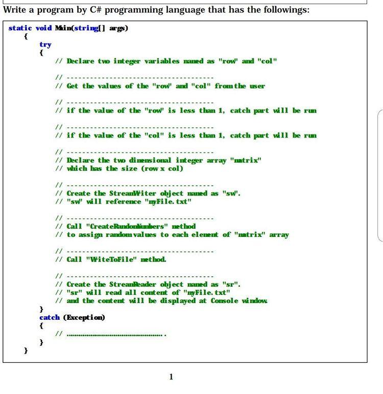 It should be solved with the C # program. It should be