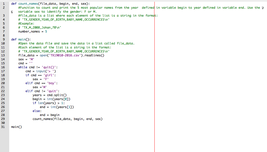 of time in the state of Texas. For your program, you will