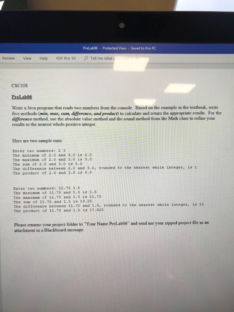 Write a Java program that reads two numbers from the console. Based