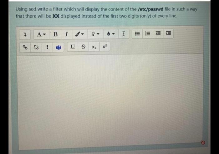  Using sed write a filter which will display the content of