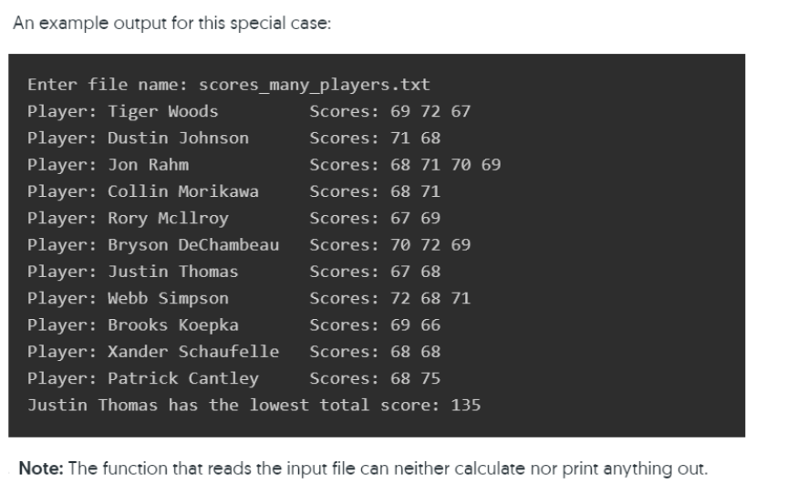 possible Reset to Starter Code Write a program, golf_scores.py, which reads names