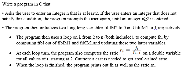  Example of input and outputs: Write a program in C that: