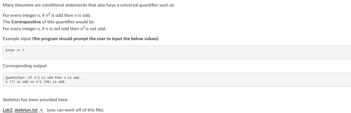 //import java.*; import java.util.Scanner; // For every integer n, if n^2 is